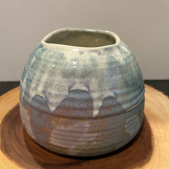 VTG Tony Evans Raku Pottery Pastel Vase/Bowl Signed MCM  Decor, #332 - Picture 7 of 9